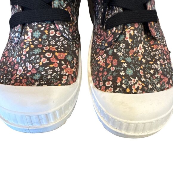 Womens Floral Canvas Lace-Up High-Top Sneakers Size 8 Medium With Rubber Soles - Picture 8 of 8